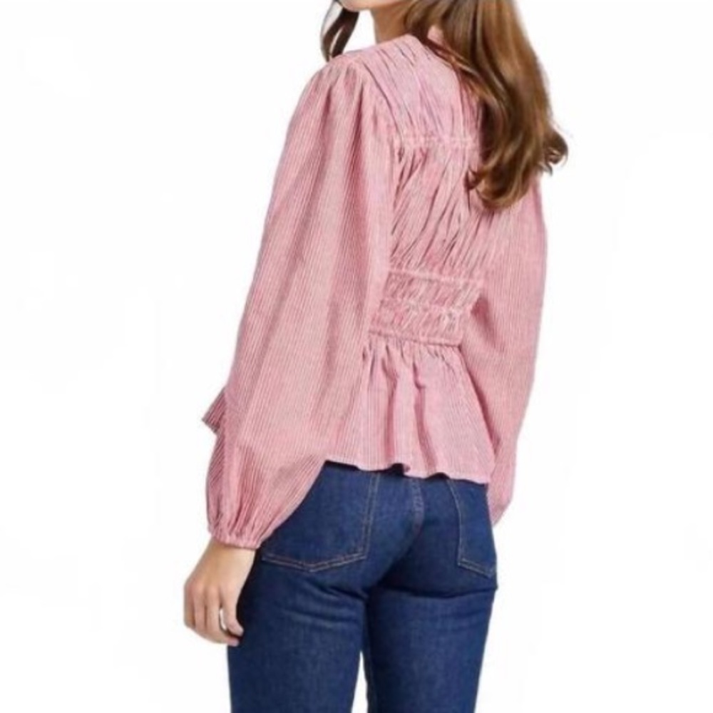 MILLE Ella Top Tango Stripe Tie Front Balloon Sleeve Boho Sz Medium NWT - Picture 5 of 13